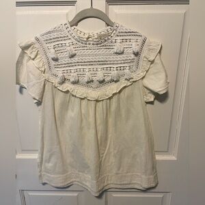 Sea New York cream crochet bohemian cotton tassel shirt top blouse 2 Xs x-small